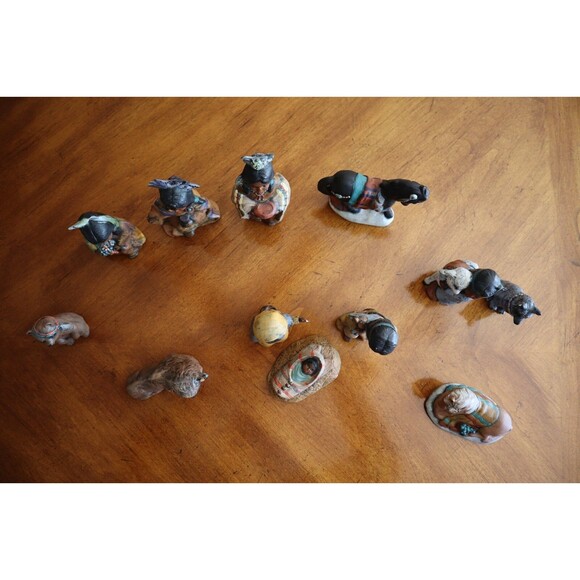 READ*  Vtg Provincial Mold Ceramic Native American Nativity 12 Pcs Hand Painted - Picture 3 of 16